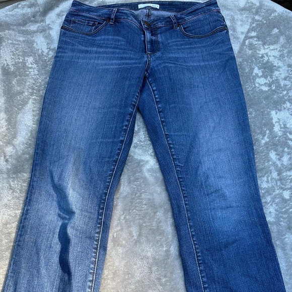 LOFT Denim - Loft womens curvy straight jeans size 8 stretch med dark wash low rise